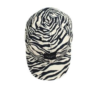 Rag & Bone Womens Textured Lined Zebra Printed Hat White OS LIKE NEW